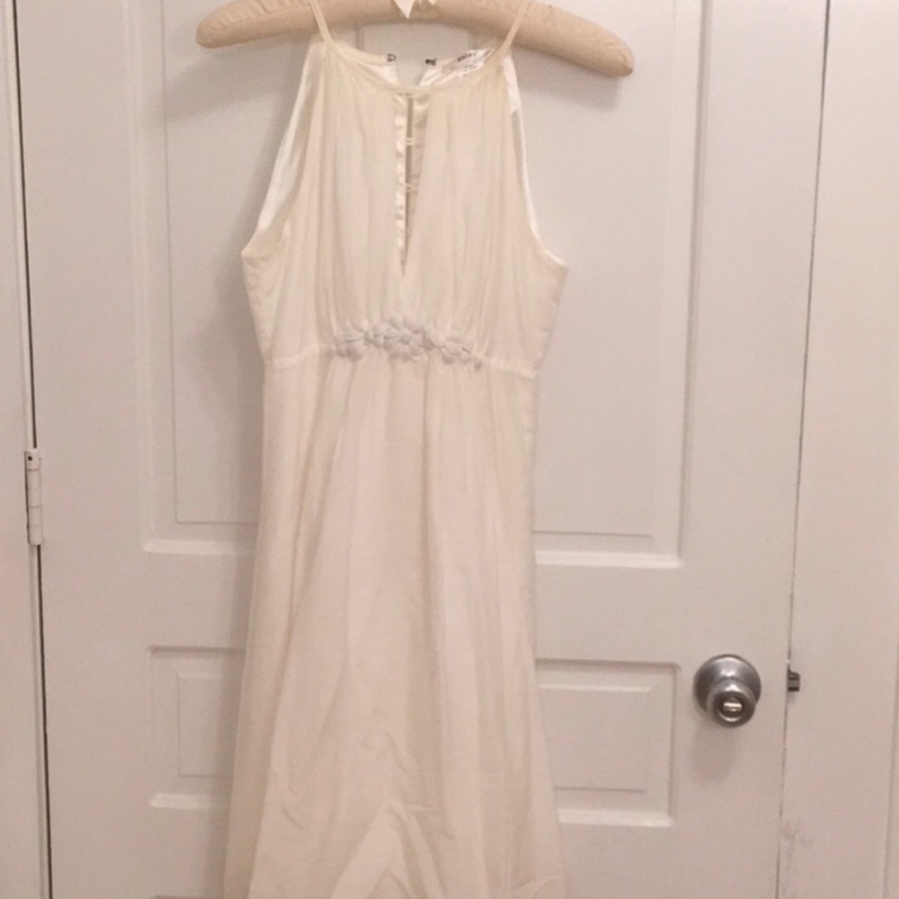 Esley Anthropologie Dress Silk White Embellished